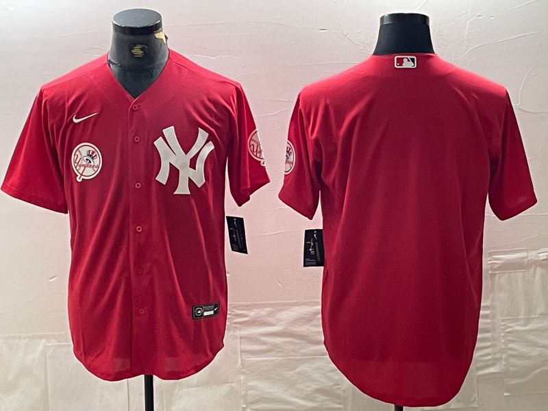 Men New York Yankees Blank Red joint name Nike 2024 MLB Jersey style 11->new york yankees->MLB Jersey